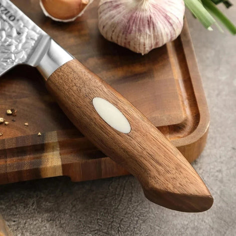 Conjunto de Facas Profissionais em Aço Damasco AUS10 – 5 Peças - Forja Fogo&Faca