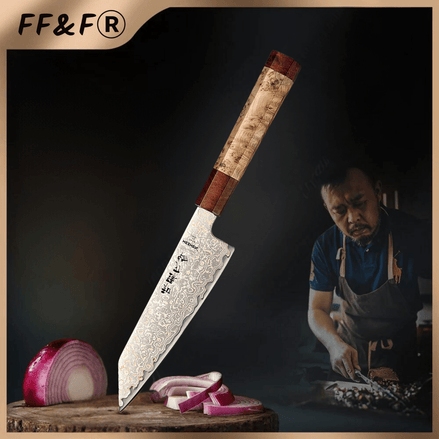 Faca Bunka de 6,5” – Aço Damasco 37 Camadas com Cobre Tricolor - Forja Fogo&Faca