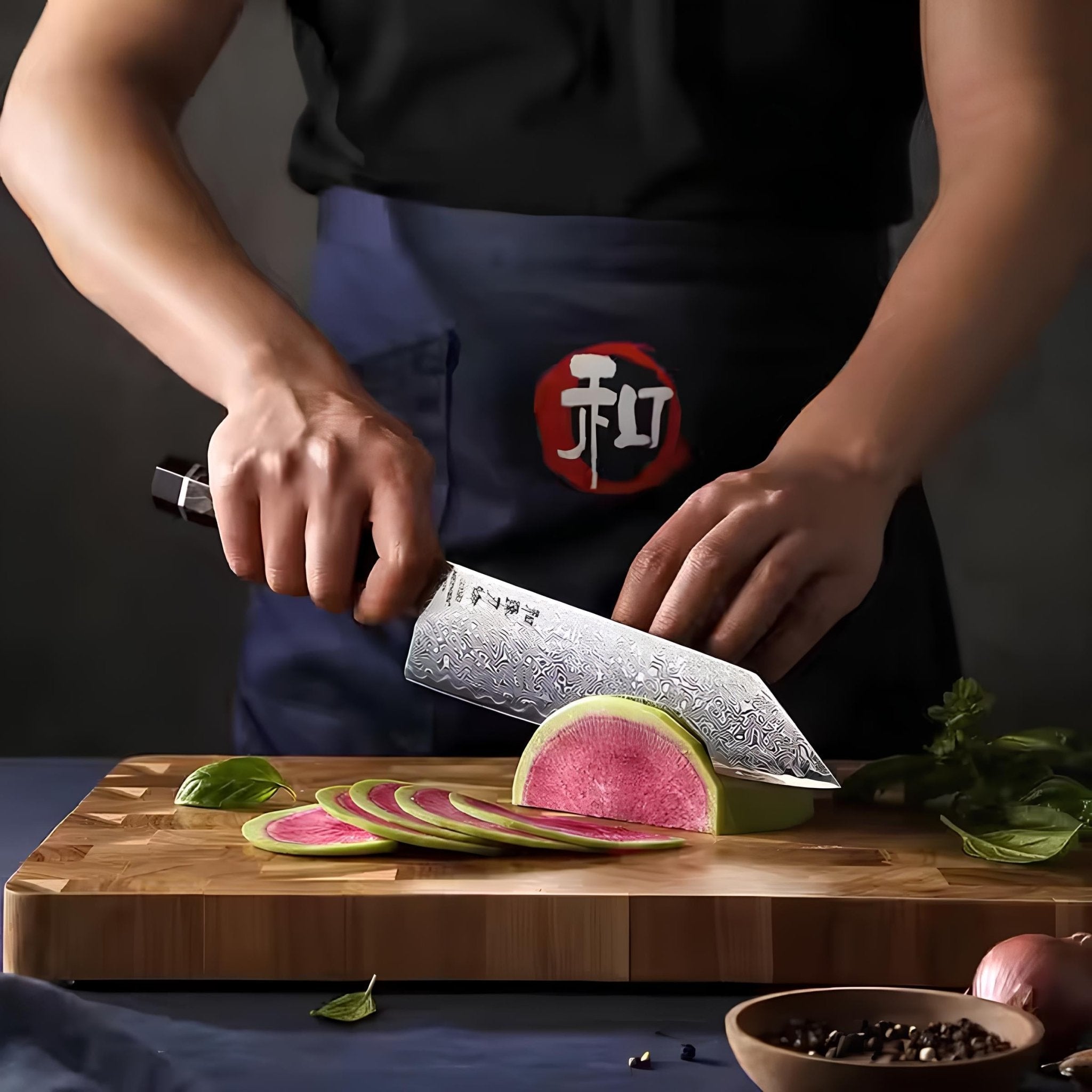 Faca Bunka em Aço Damasco com Núcleo em Aço ZDP189 - Forja Fogo&Faca