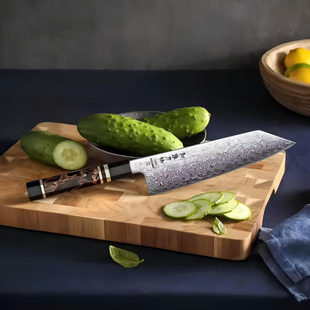 Faca Bunka em Aço Damasco com Núcleo em Aço ZDP189 - Forja Fogo&Faca