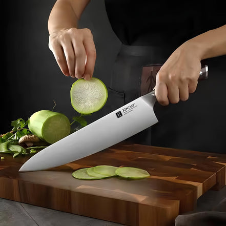 Faca de Chef 10” em Aço Inoxidável com Cabo de Ébano - Forja Fogo&Faca