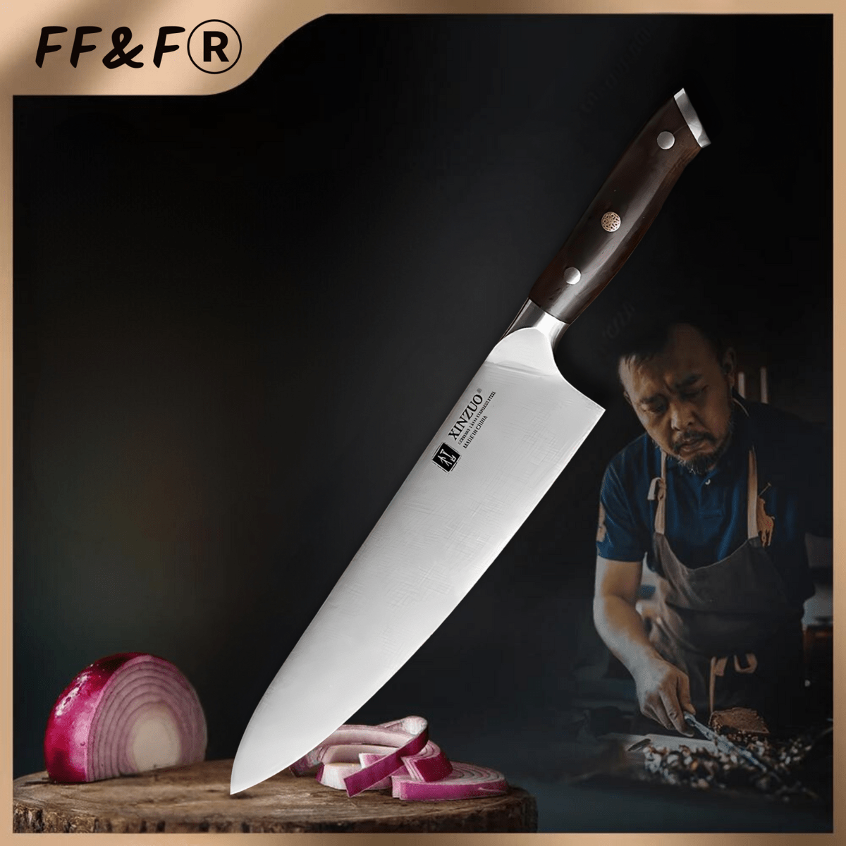 Faca de Chef 10” em Aço Inoxidável com Cabo de Ébano - Forja Fogo&Faca