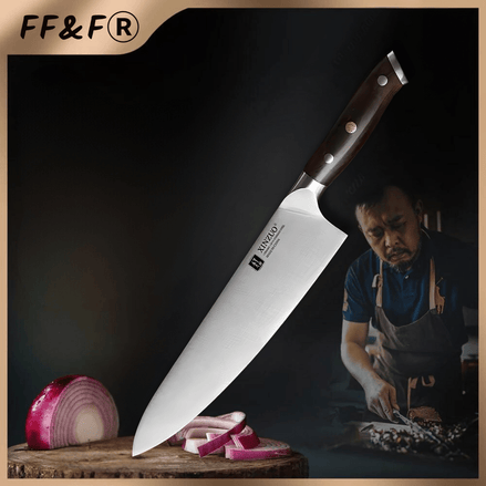 Faca de Chef 10” em Aço Inoxidável com Cabo de Ébano - Forja Fogo&Faca