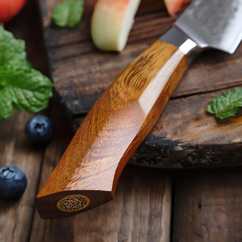 Faca de Chef Damasco 49 Camadas SRS13 com Cabo em Desert Ironwood - Forja Fogo&Faca