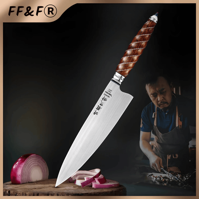 Faca de Chef em Aço Böhler M390 com Cabo Híbrido - Forja Fogo&Faca