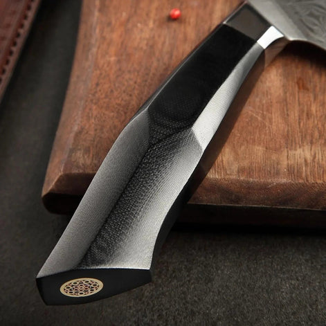 Faca de Chef Profissional 8,5″ em Aço Damasco com Cabo G10 - Forja Fogo&Faca