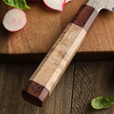 Faca de Descascar 4,3" em Aço Damasco Tricolor de 37 Camadas - Forja Fogo&Faca