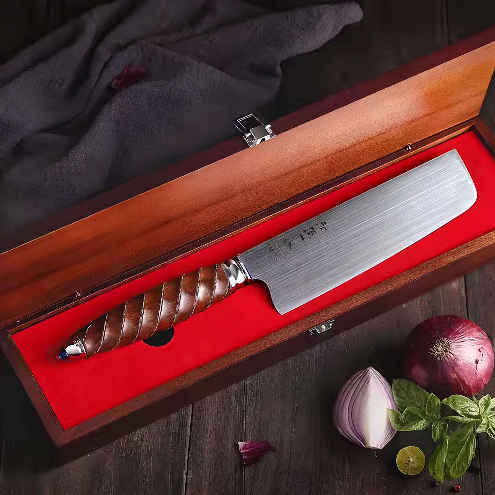 Faca Nakiri em Aço Böhler M390 com Cabo Híbrido - Forja Fogo&Faca