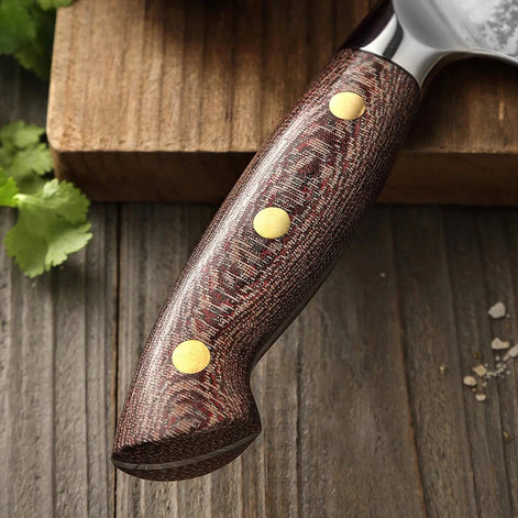 Faca para Alimentos Congelados 8,1″ em Aço Damasco 67 Camadas - Forja Fogo&Faca