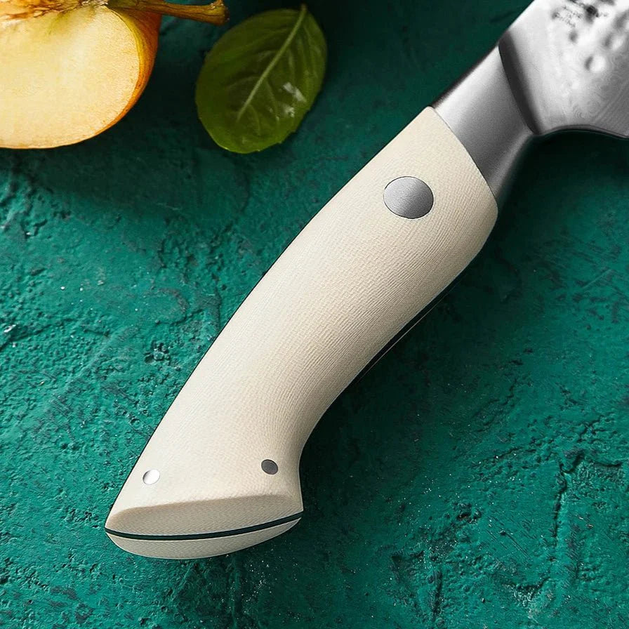 Faca para Bife Elegant Series de 5” em Aço Damasco com Cabo G10 Marfim - Forja Fogo&Faca