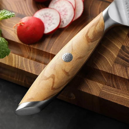Faca para Bife Estilo Japonês em Aço Damasco 73 Camadas - Forja Fogo&Faca