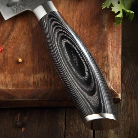 Faca Santoku 7" em Aço Damasco 67 Camadas com Núcleo 10Cr15CoMoV - Forja Fogo&Faca