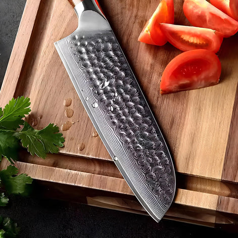 7'' Santoku Knife in 67-Layer Damascus Steel with Desert Ironwood Handle