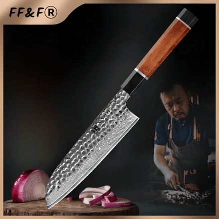 Faca Santoku 7″ em Aço Damasco de 67 Camadas com Cabo Desert Ironwood - Forja Fogo&Faca