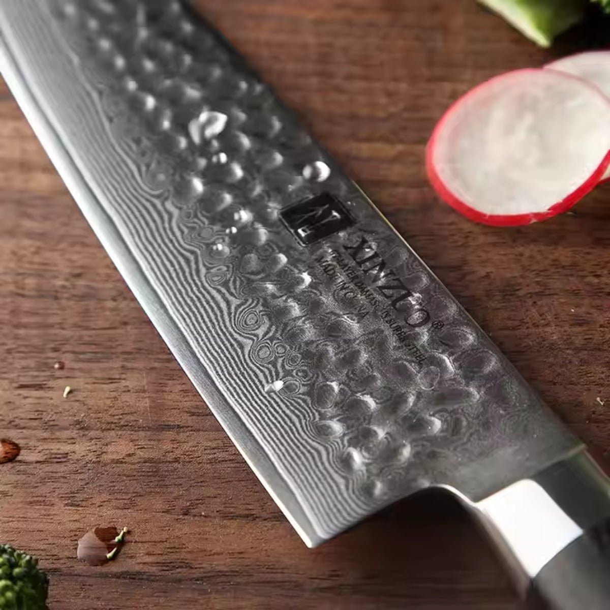 Faca Santoku Profissional em Aço Damasco 67 Camadas - Forja Fogo&Faca