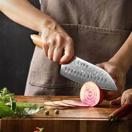 Faca Santoku Série Principal 7,5" em Aço Damasco 73 Camadas - Forja Fogo&Faca