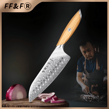 Faca Santoku Série Principal 7,5" em Aço Damasco 73 Camadas - Forja Fogo&Faca