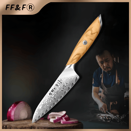 Faca Utilitária 5″ – Série Flagship Damascus 73 Camadas - Forja Fogo&Faca