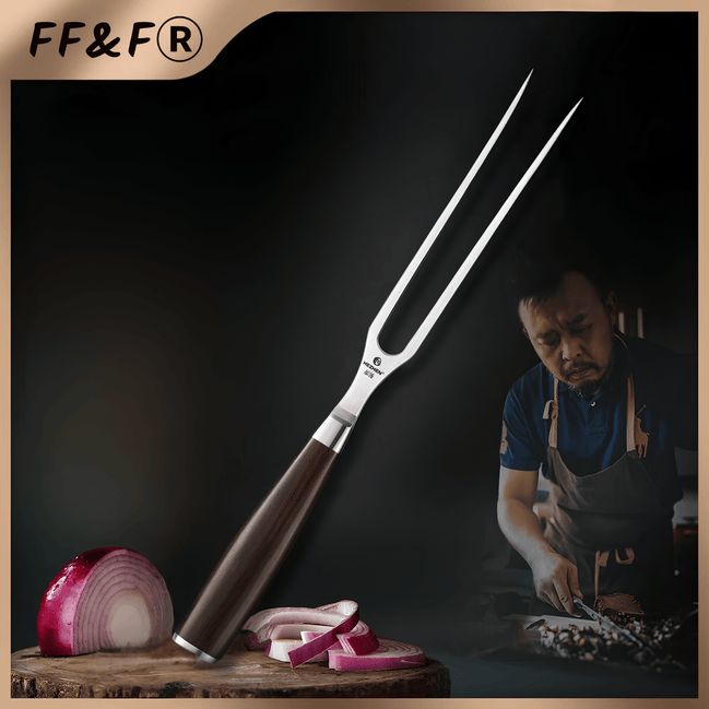 Garfo de Trinchar Forjado - Série Classic com Cabo de Madeira de Ébano - Forja Fogo&Faca