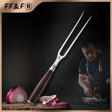 Garfo de Trinchar Forjado - Série Classic com Cabo de Madeira de Ébano - Forja Fogo&Faca
