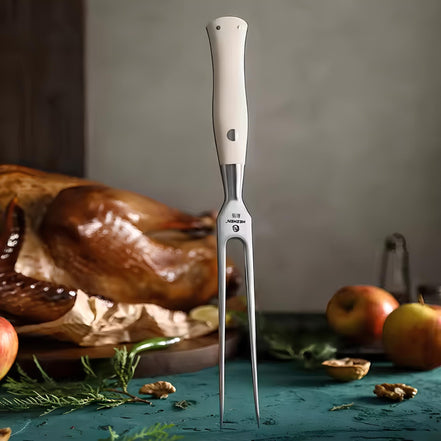 Garfo para Carne Elegant Series - Aço Inoxidável 430 com Cabo Marfim G10 - Forja Fogo&Faca