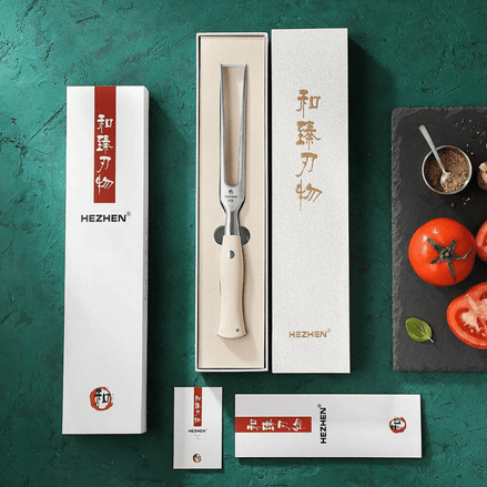 Garfo para Carne Elegant Series - Aço Inoxidável 430 com Cabo Marfim G10 - Forja Fogo&Faca