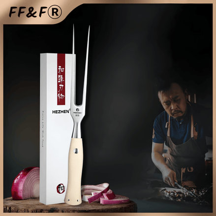 Garfo para Carne Elegant Series - Aço Inoxidável 430 com Cabo Marfim G10 - Forja Fogo&Faca