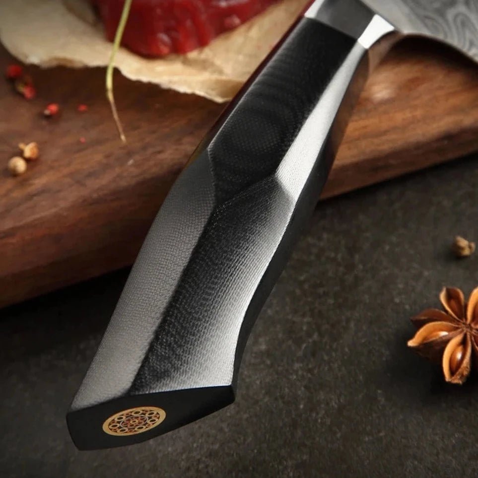 67-Layer Damascus Santoku Knife with Black G10 Handle