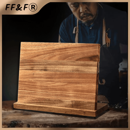 Suporte magnético para facas em madeira de acácia premium - Forja Fogo&Faca